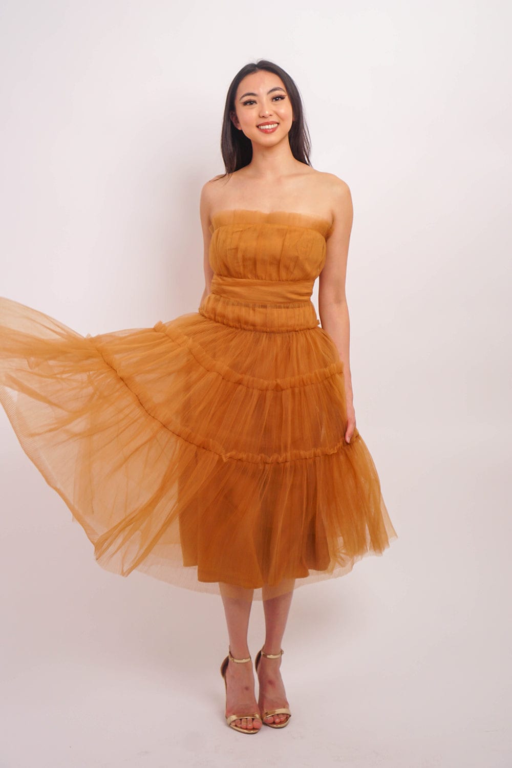 DCD DRESSES Almond Strapless Tulle Dress