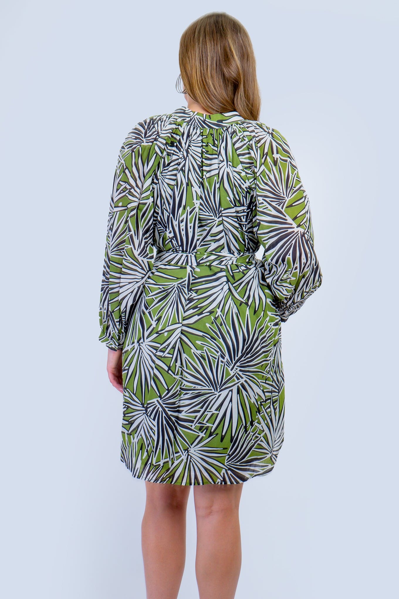 DCD DRESSES Banana Palm Print Shirt Dress