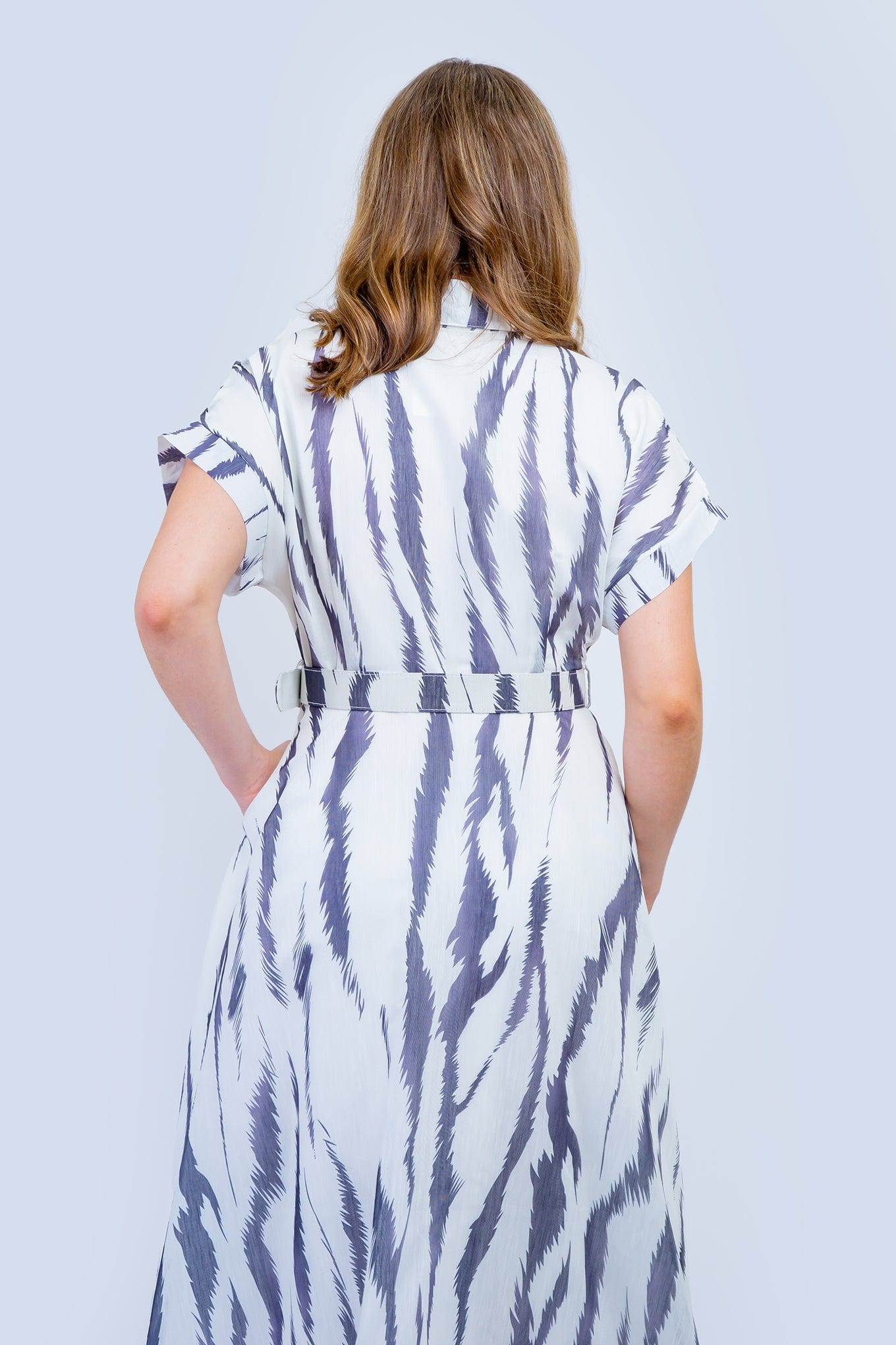 DCD DRESSES Black and White Collared Full Maxi Dress