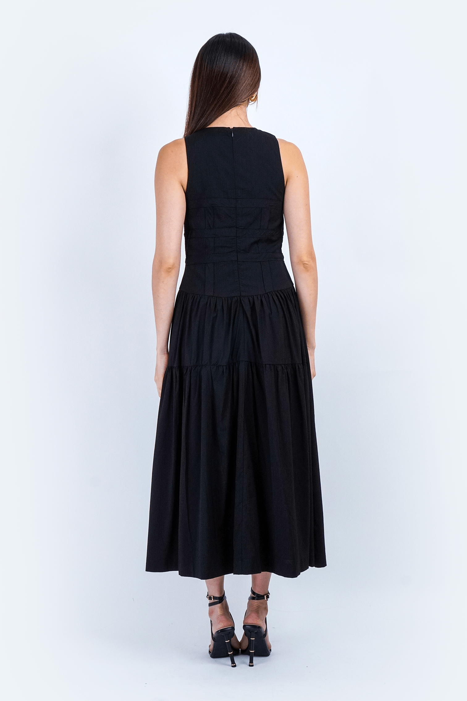 DCD DRESSES Black Corset Midi Dress