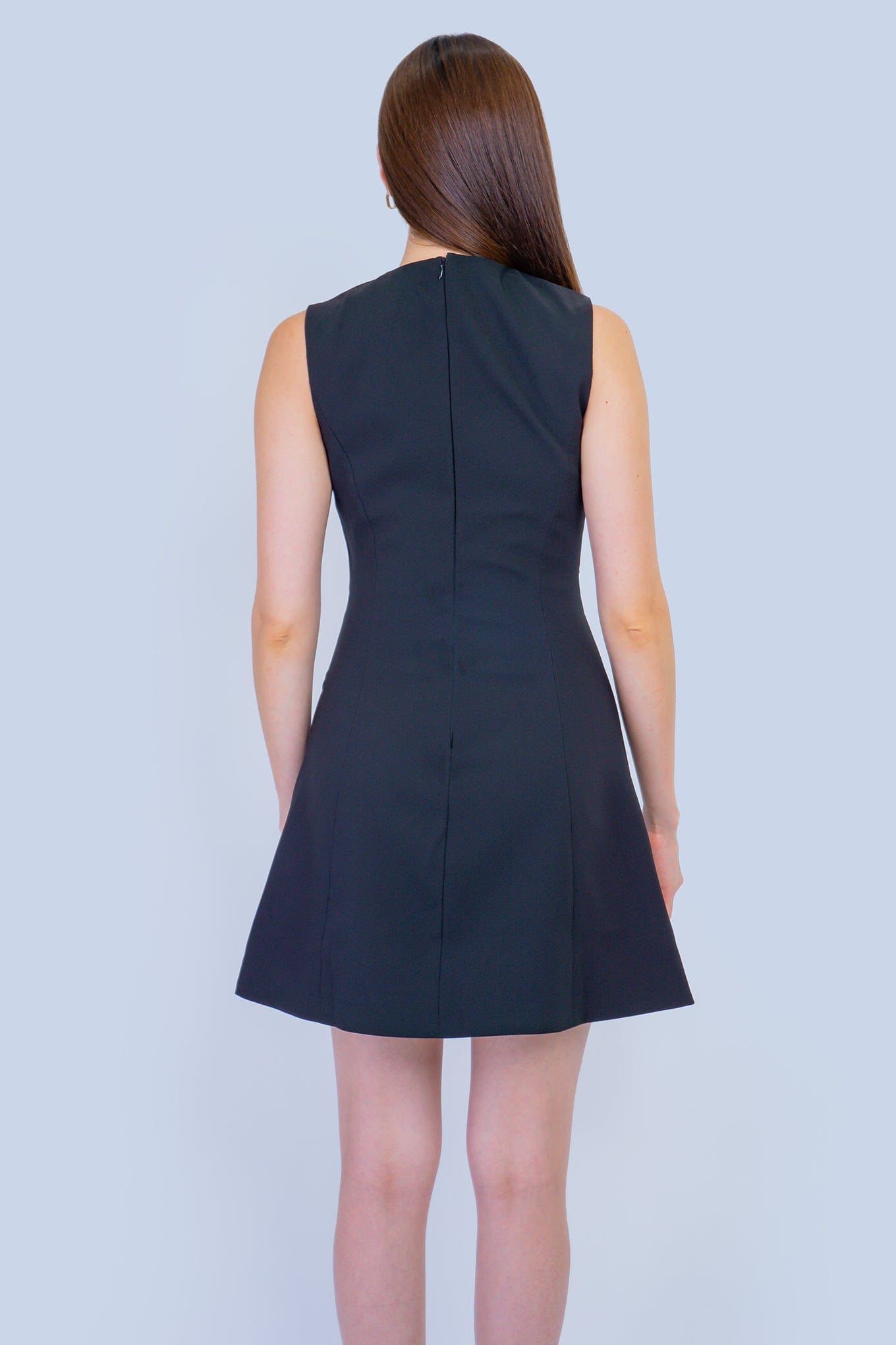 DCD DRESSES Black with Gold Bow Buttons Fit and Flare Dress