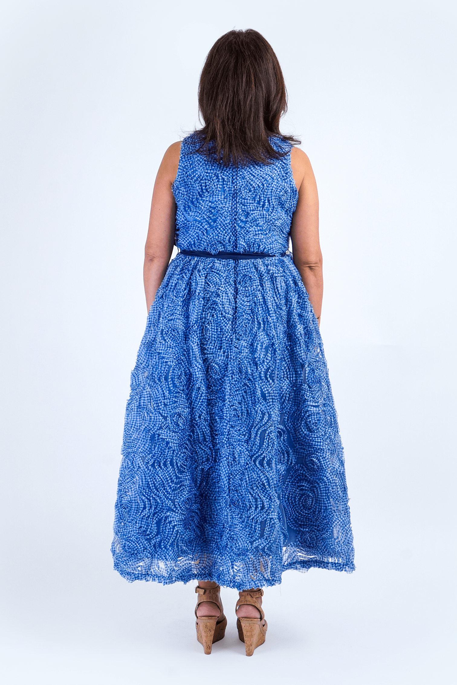 Chloe Dao Boutique DRESSES Blue 3D Floral Midi Dress