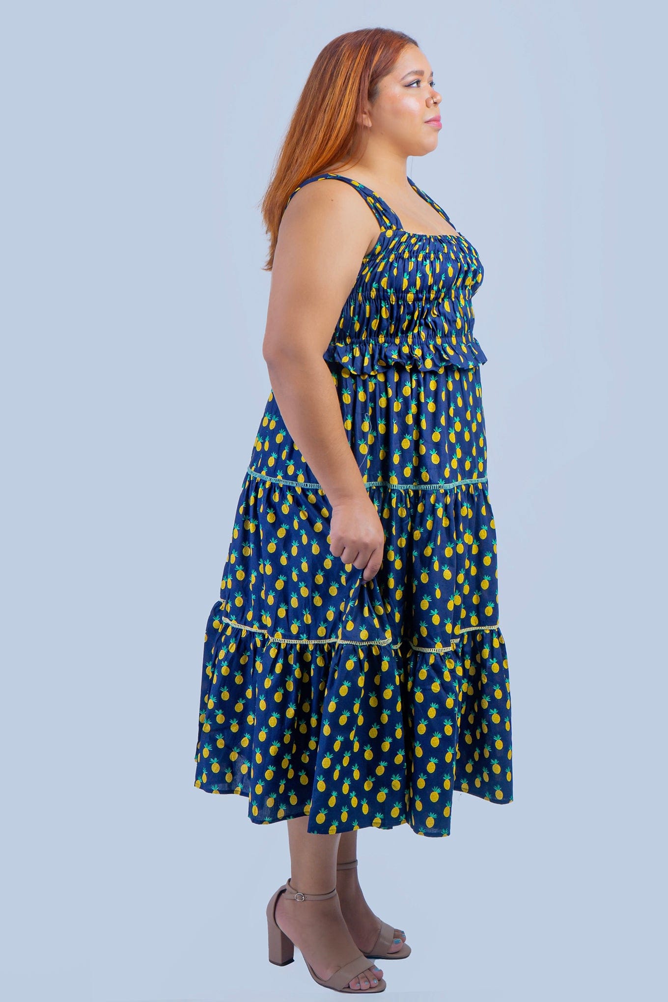 DCD DRESSES Dark Blue Pineapple Smock Dress