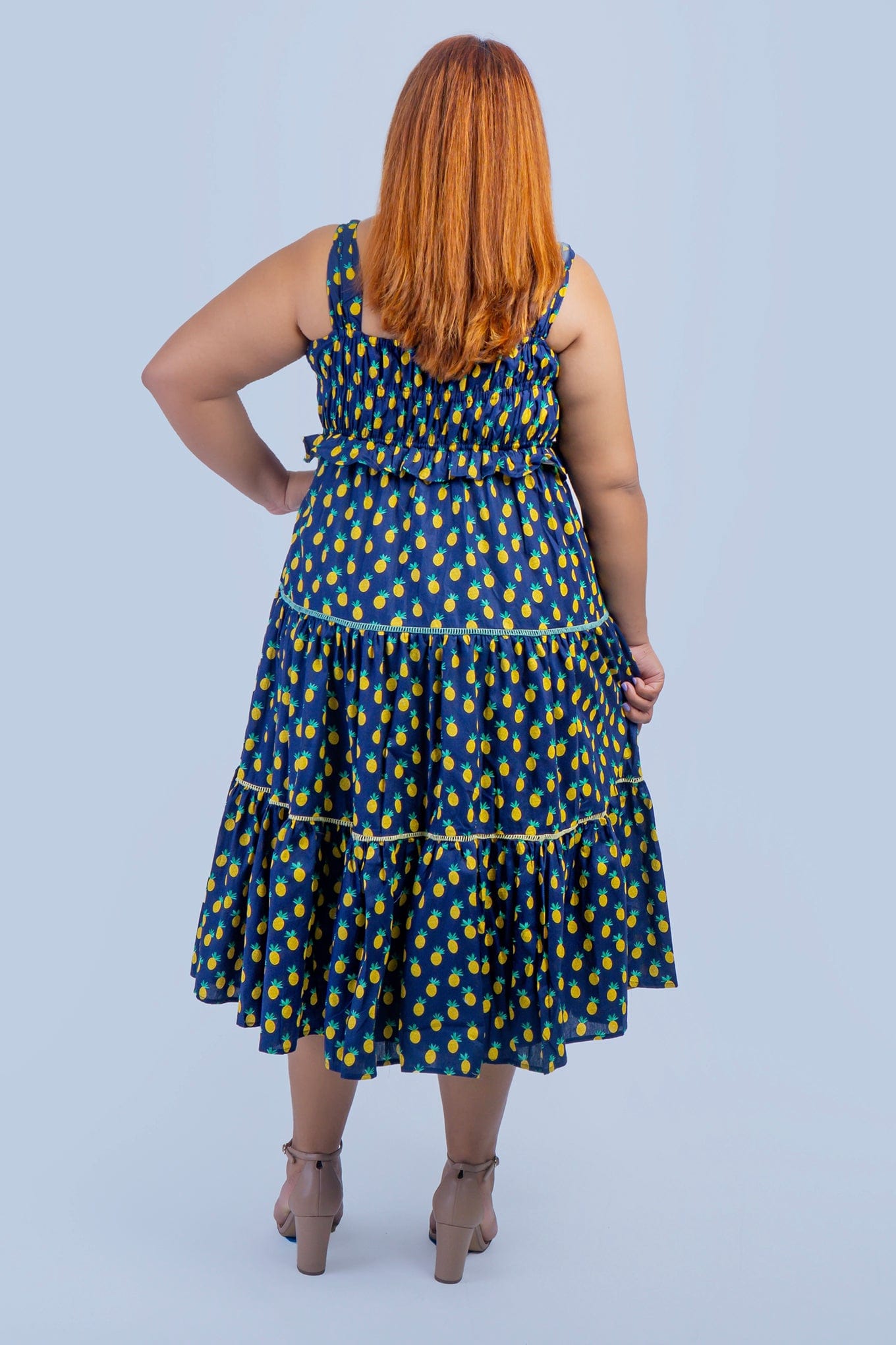 DCD DRESSES Dark Blue Pineapple Smock Dress