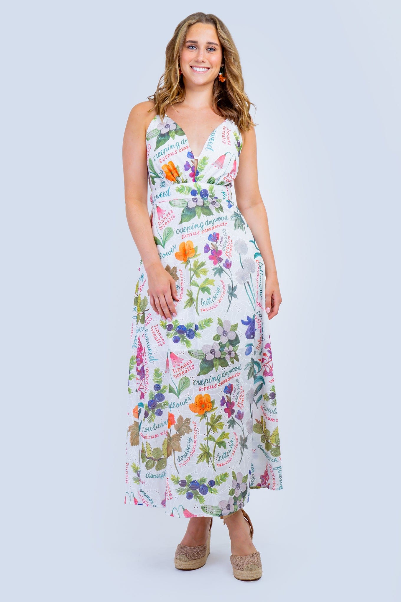 DCD DRESSES Floral Multi Eyelet Wood Ring Maxi Dress