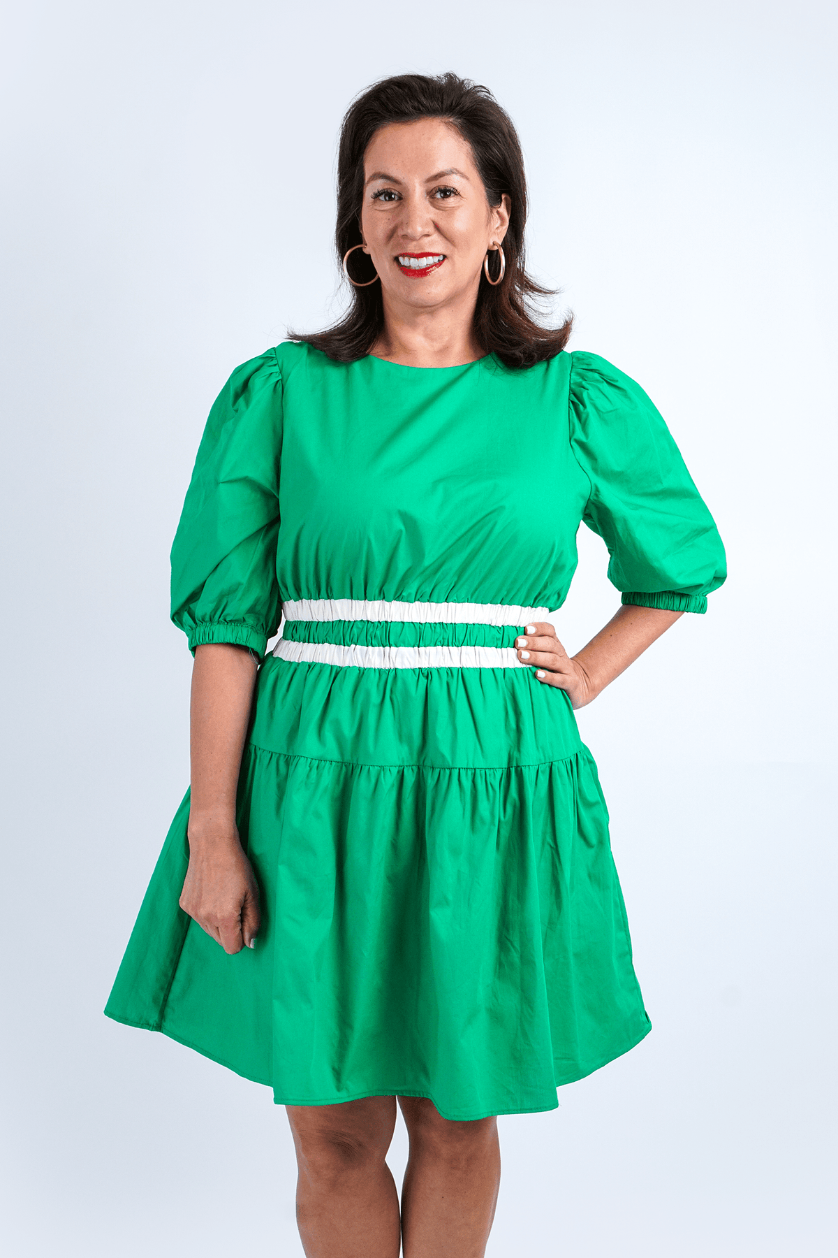 DCD DRESSES Green Colorblock Mini Dress