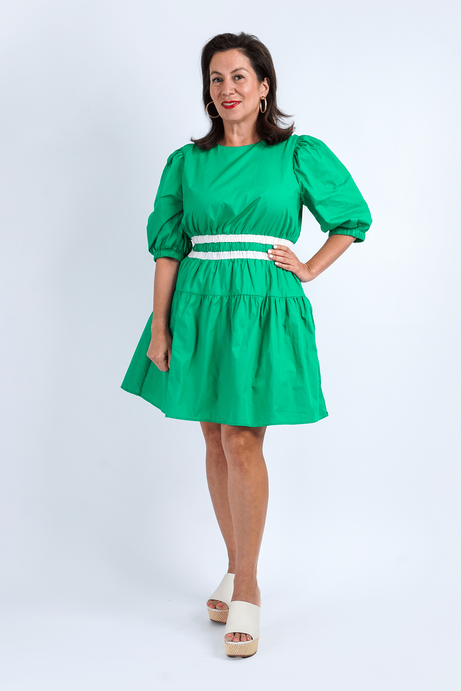 DCD DRESSES Green Colorblock Mini Dress