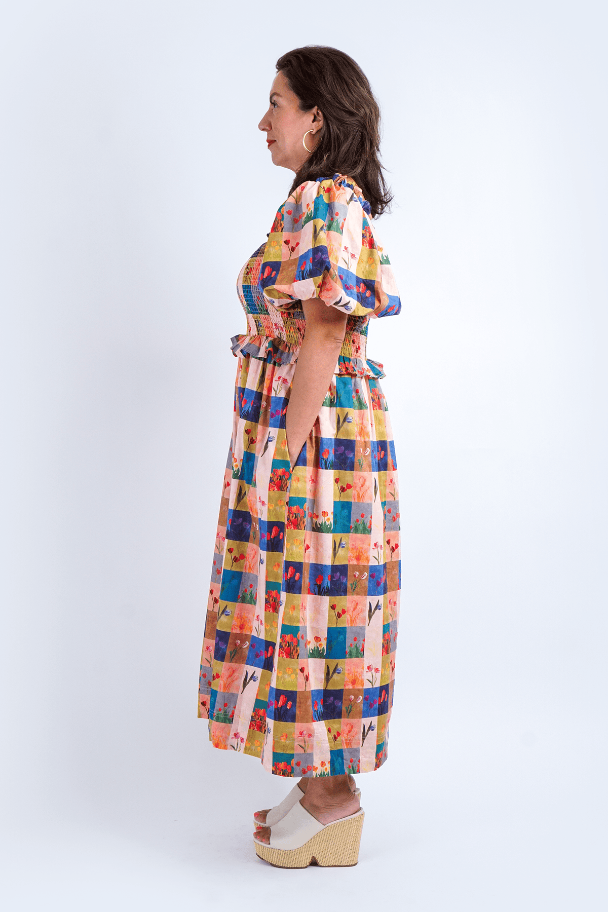DCD DRESSES Multi Tiles Print Midi Dress