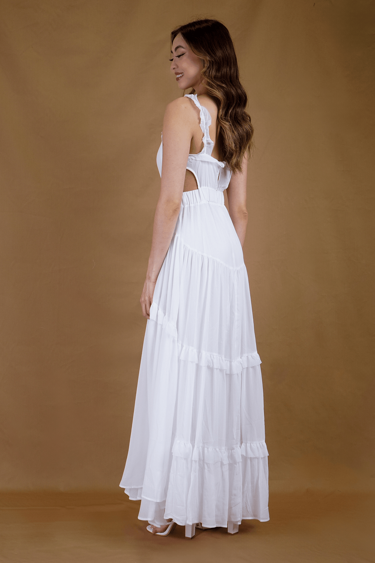 Chloe Dao Boutique DRESSES Off White Chiffon Maxi Dress