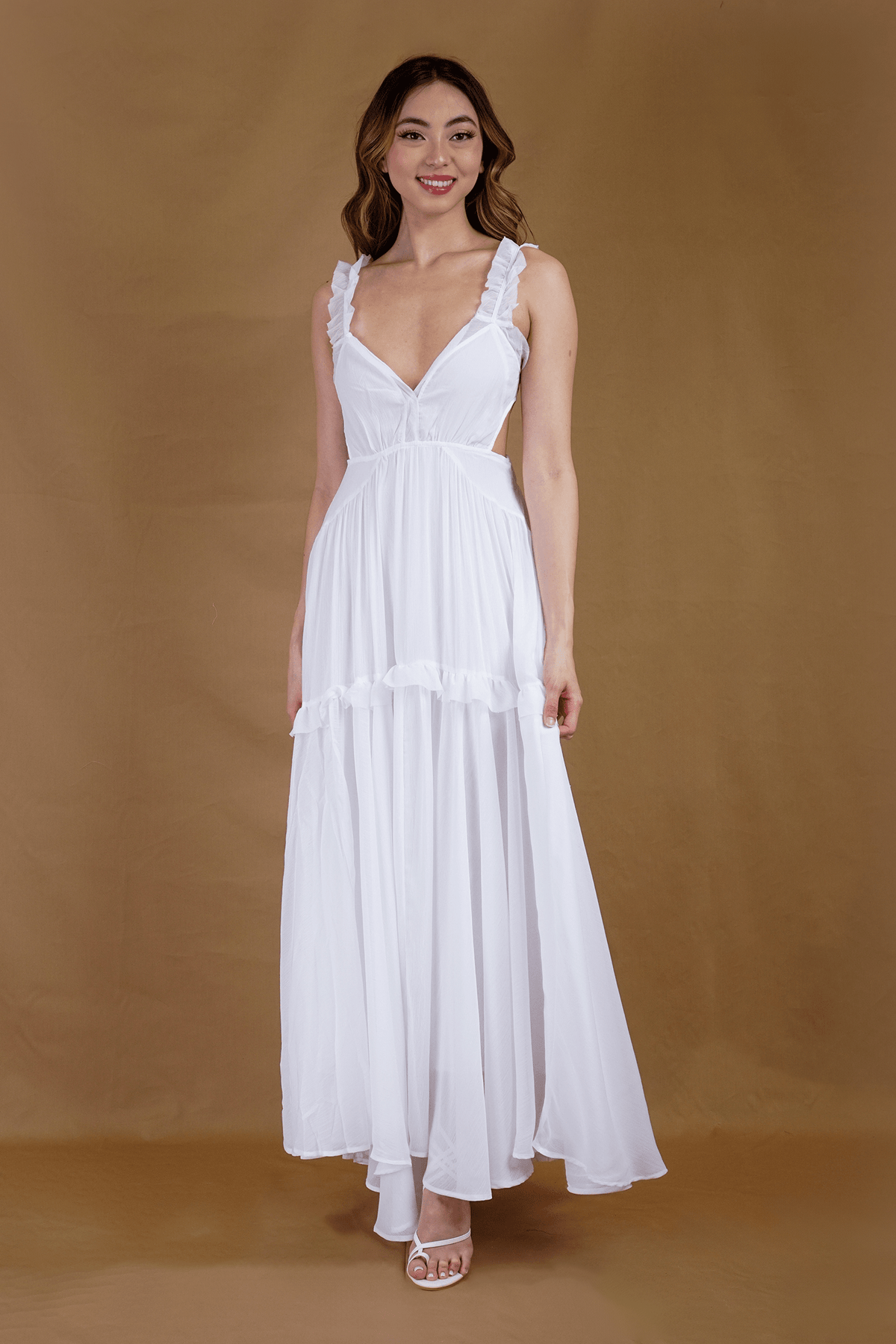 Chloe Dao Boutique DRESSES Off White Chiffon Maxi Dress