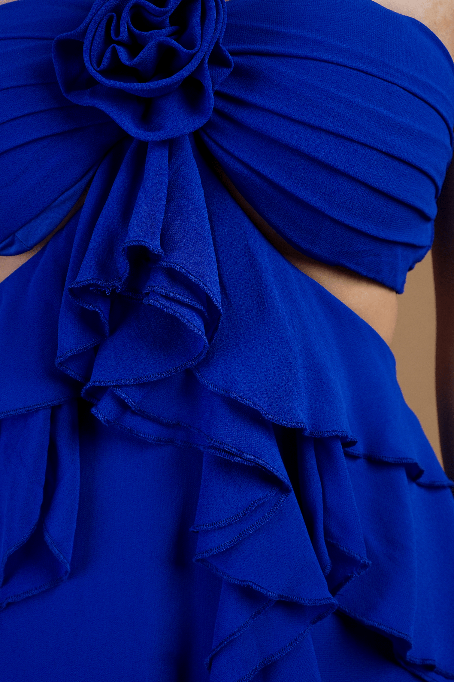 Chloe Dao Boutique DRESSES Royal Blue Halter Neck Opened Back Ruffled Dress