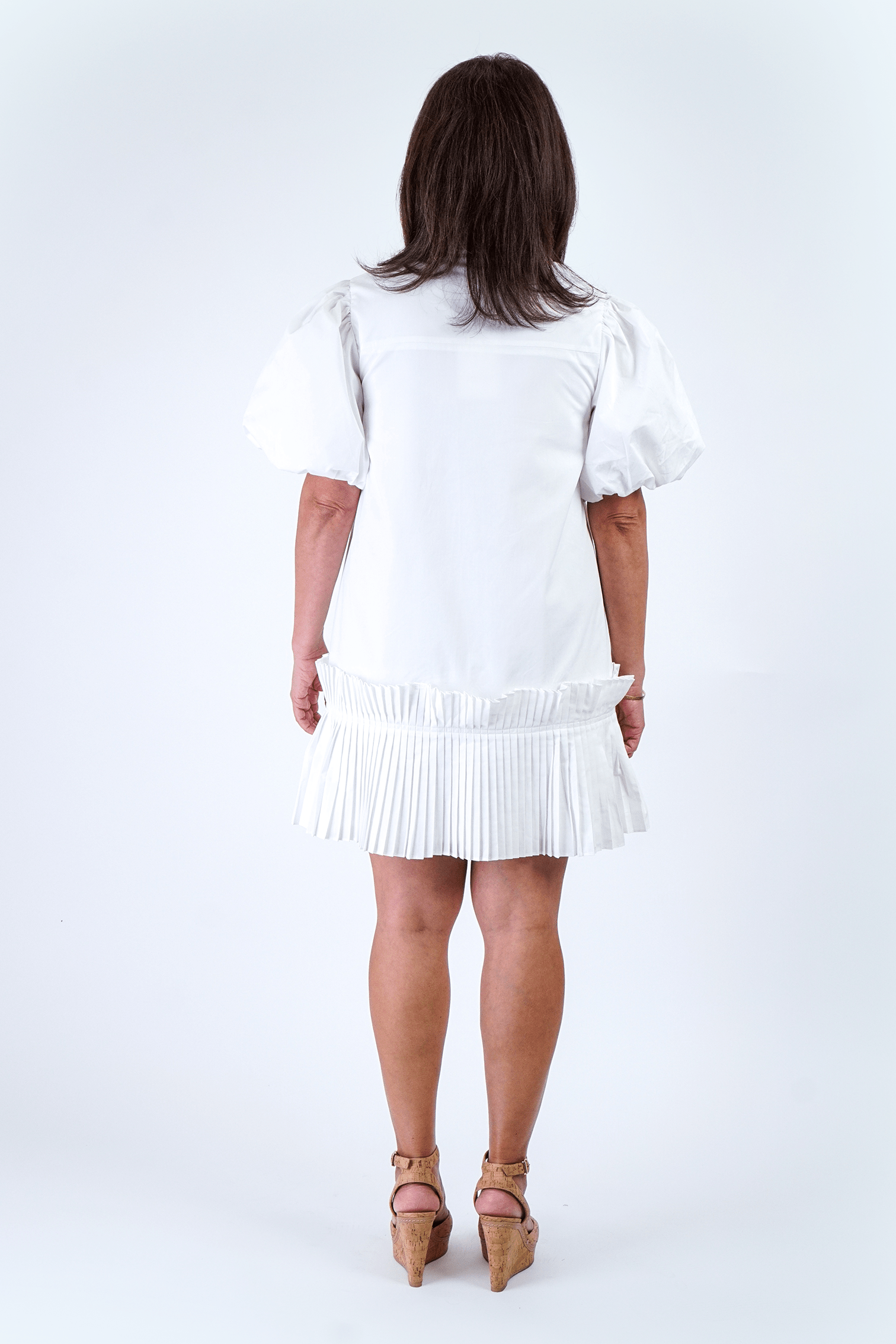 Chloe Dao Boutique DRESSES White Pleated Hem Shirt Dress