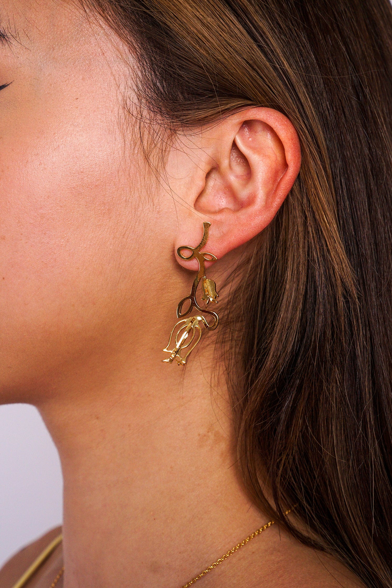 DCD EARRINGS Flower Earring In Bronze And Brass Gold Plated