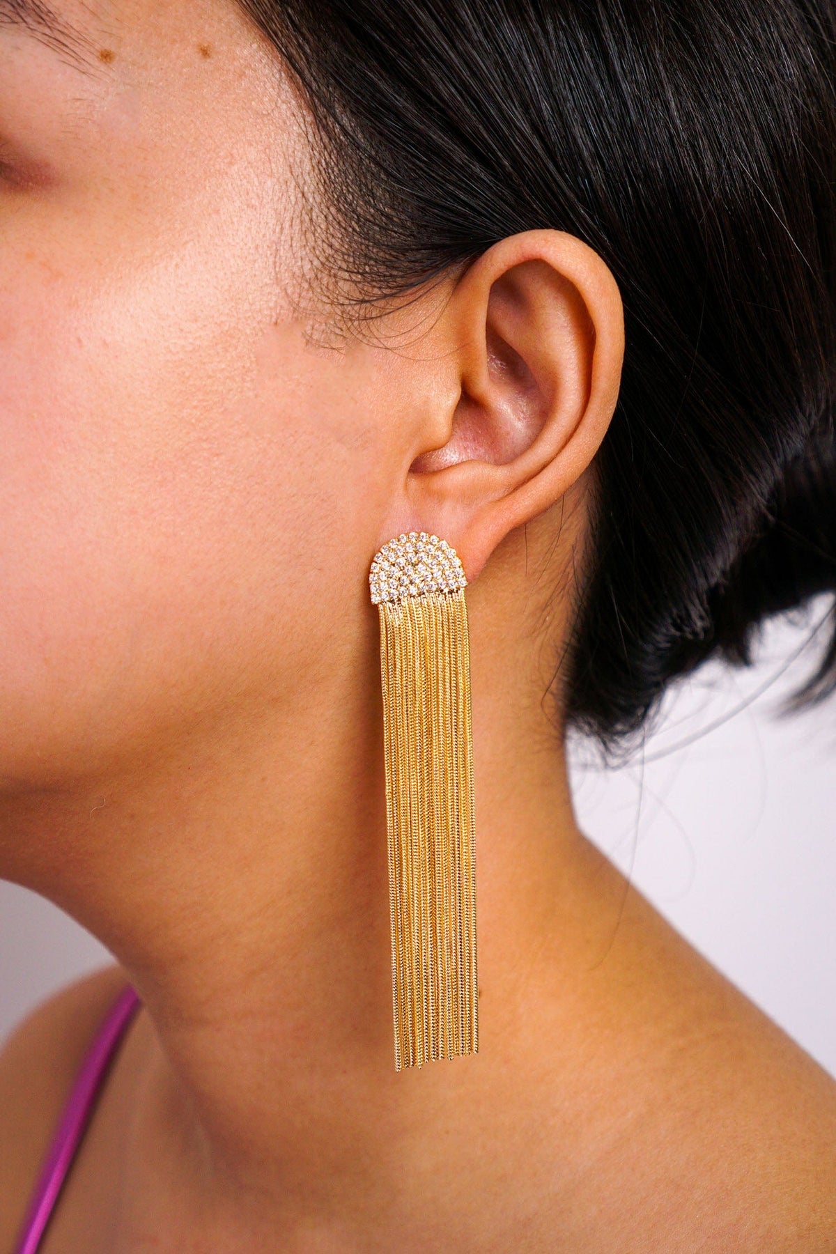 DCD EARRINGS Gold  Diamond Chain Tassel Earrings