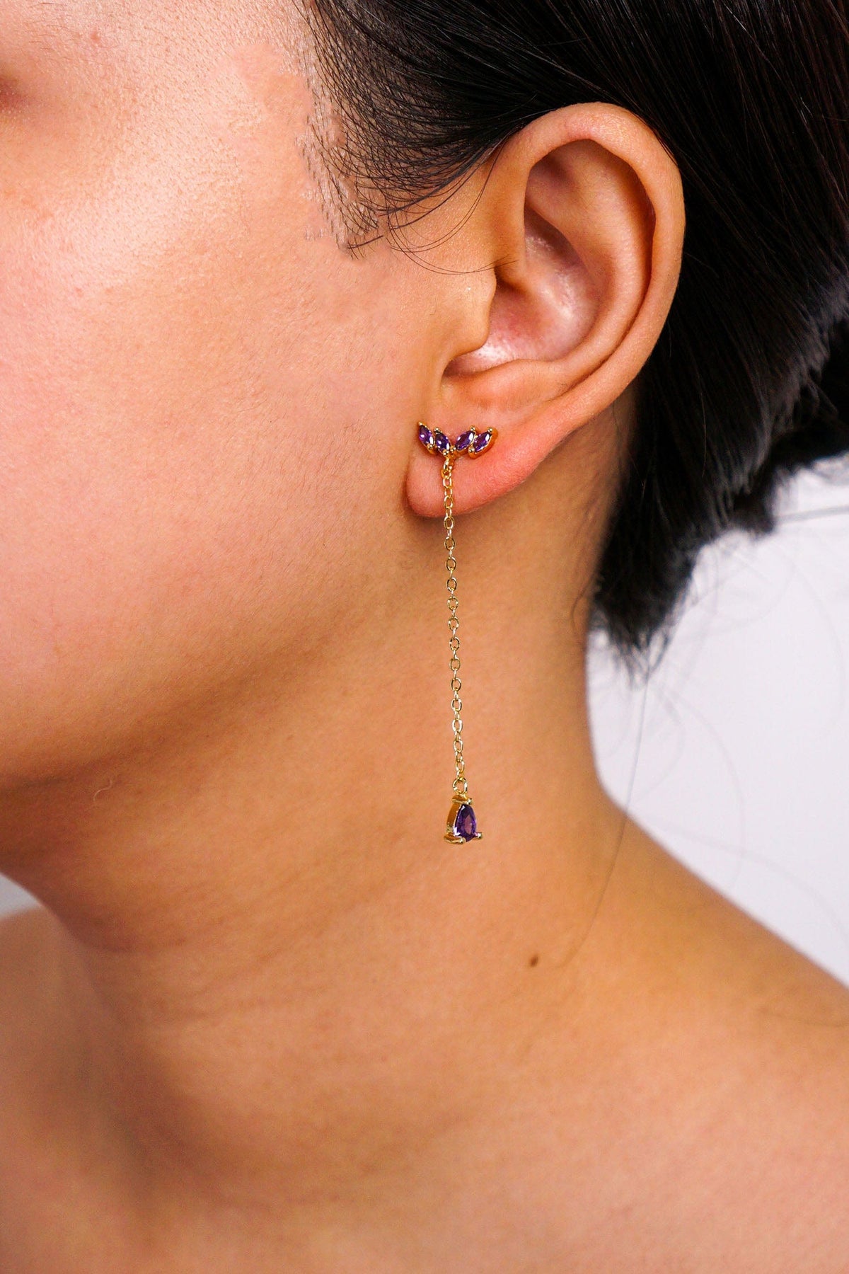 DCD EARRINGS Purple Water Drop Tassel Earrings