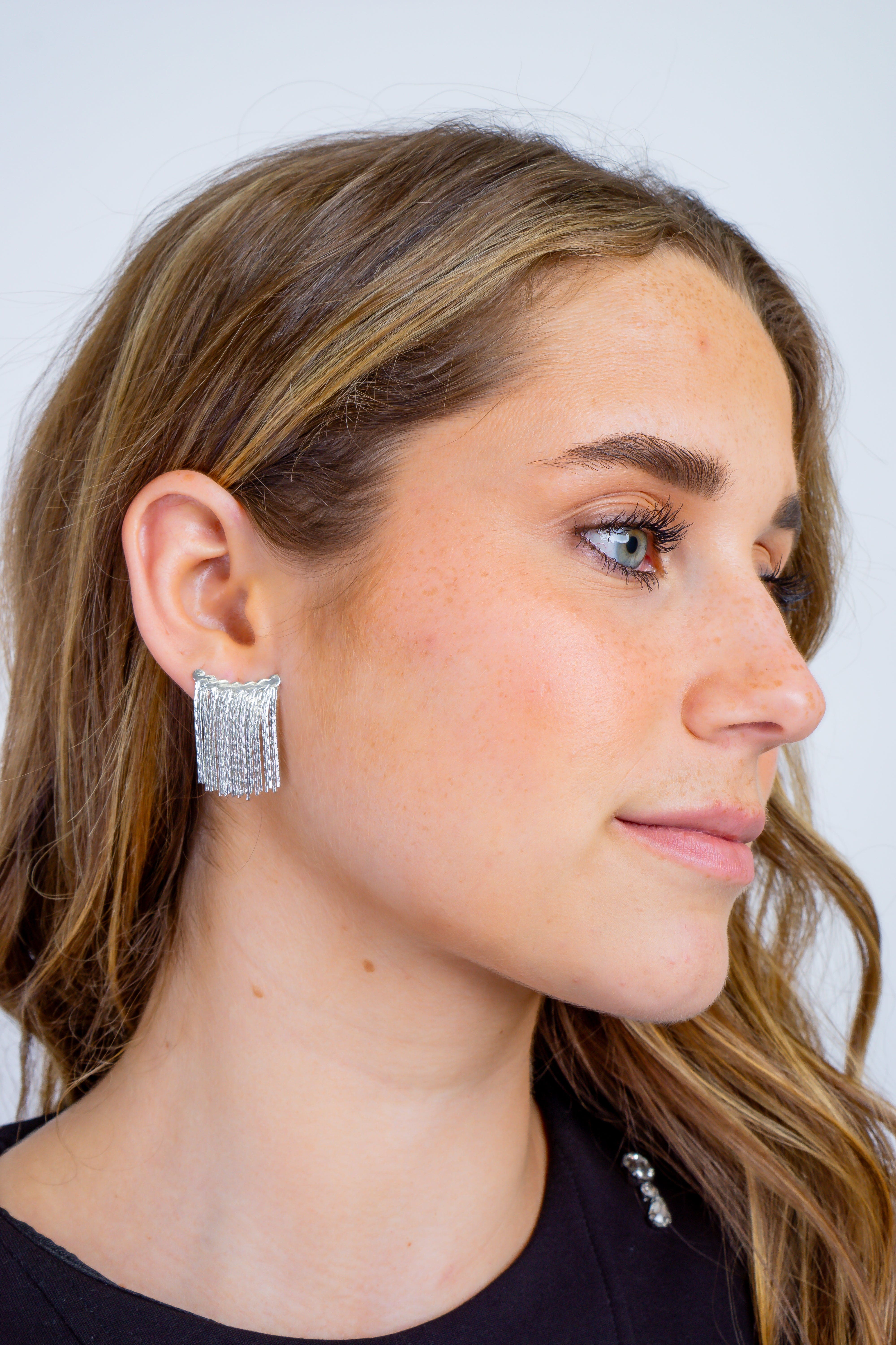 DCD EARRINGS Silver Geometric Tassel Earrings