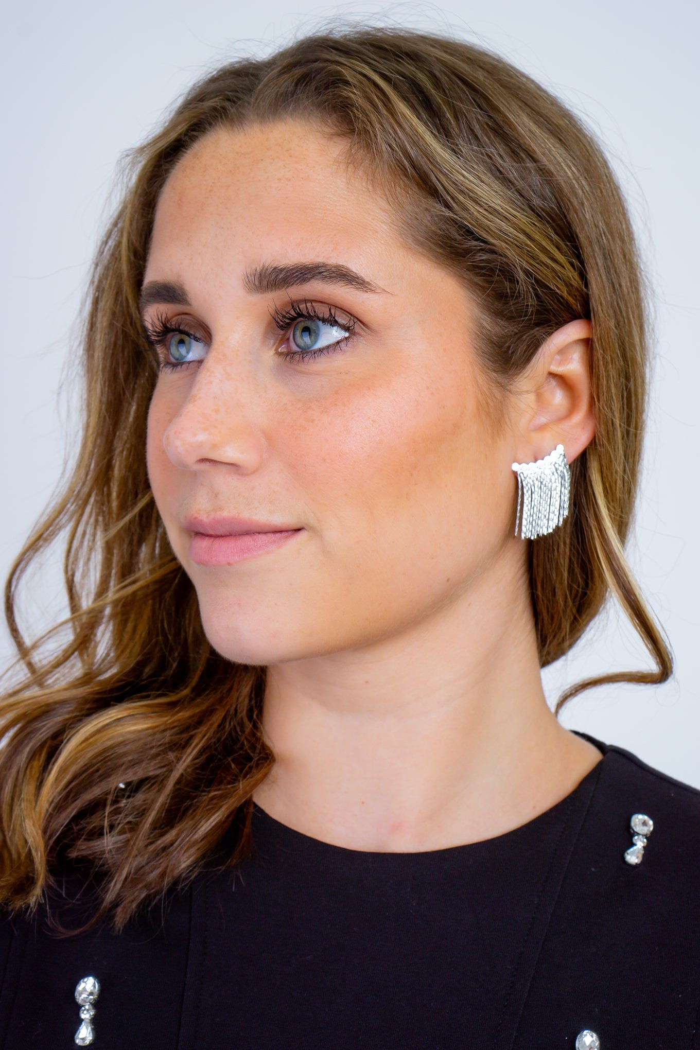 DCD EARRINGS Silver Geometric Tassel Earrings