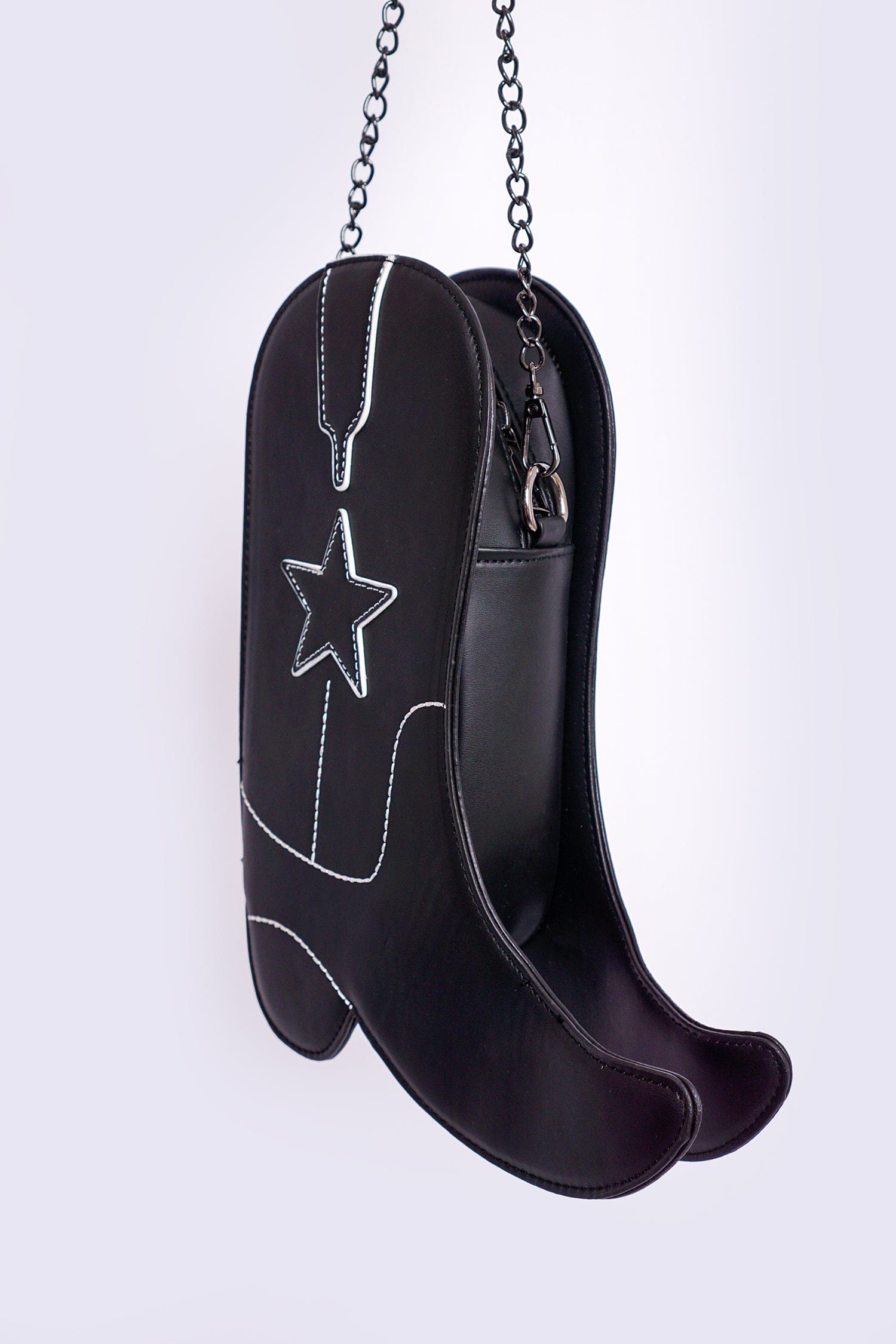 DCD HANDBAGS Black Cowboy Boots Chain Bag