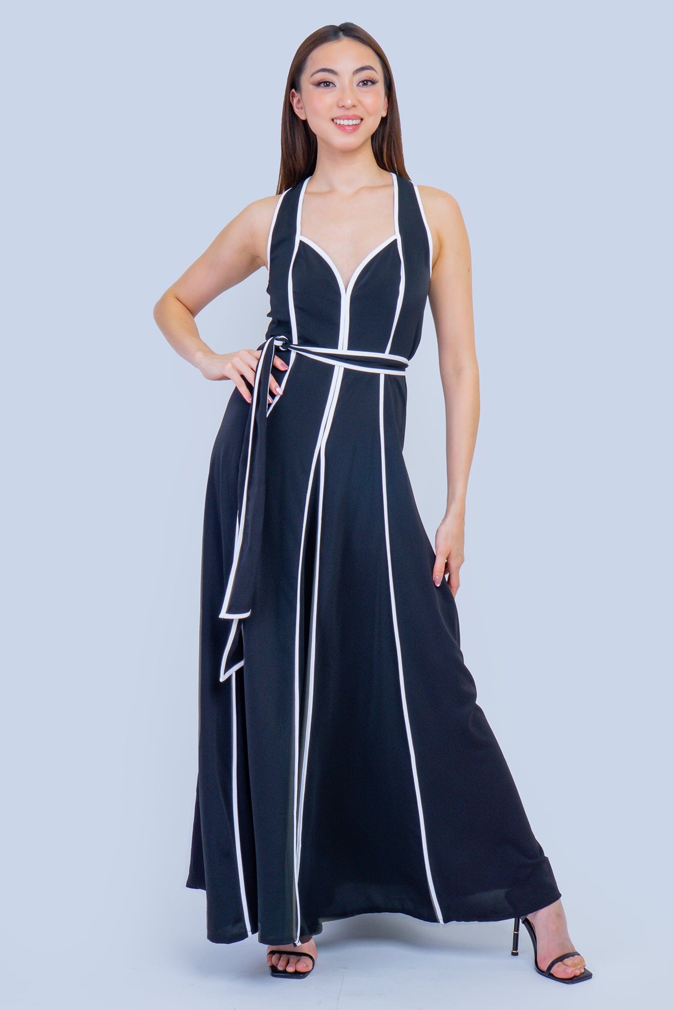 DCD JUMPSUITS Black Jumpsuit with White Piping