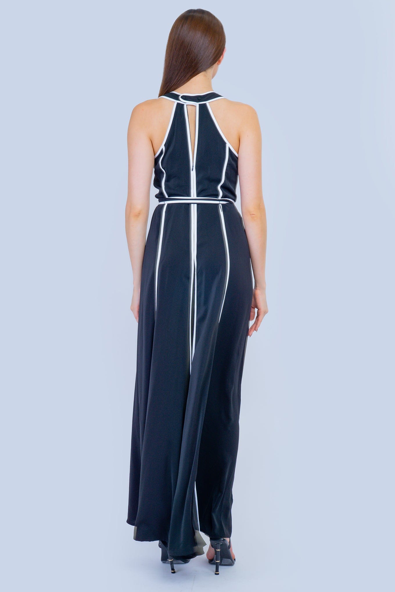 DCD JUMPSUITS Black Jumpsuit with White Piping