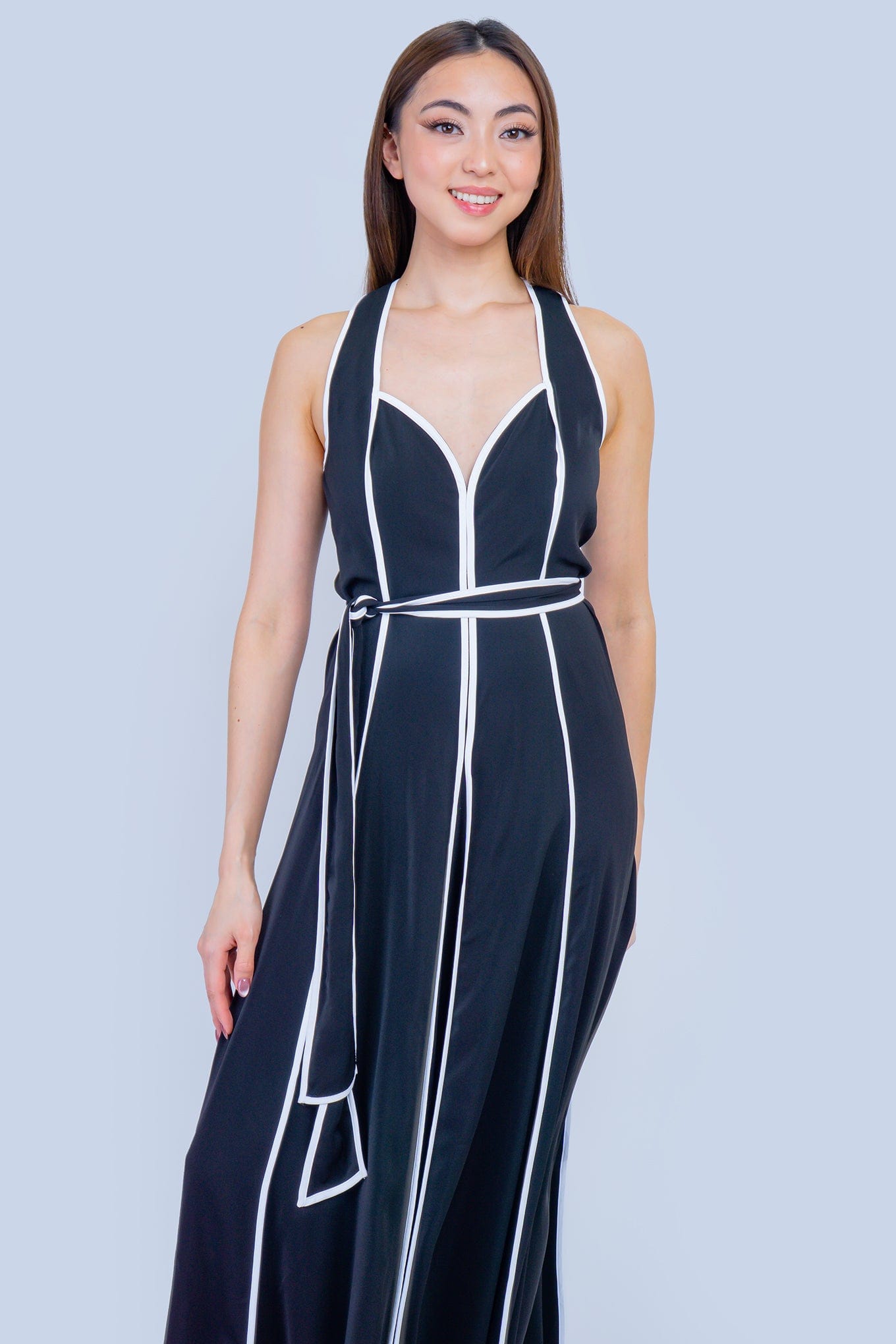 DCD JUMPSUITS Black Jumpsuit with White Piping