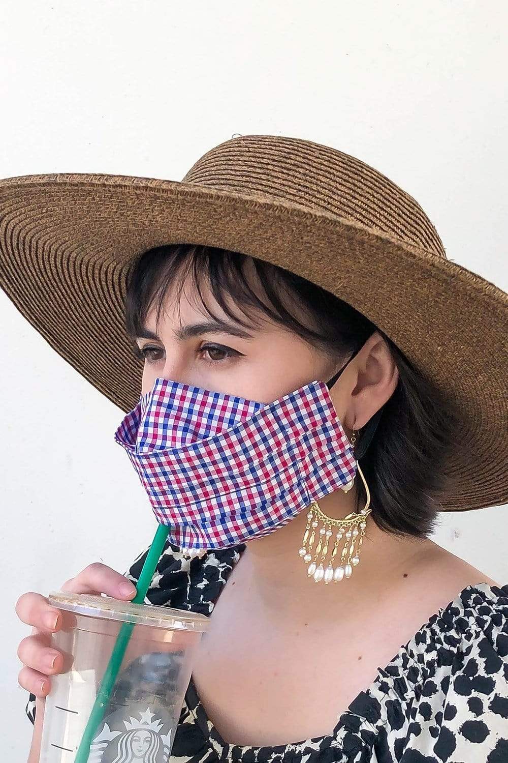 Safely Sip Face Masks Safely Sip Mask in Red Deco Diamond Print - Chloe Dao