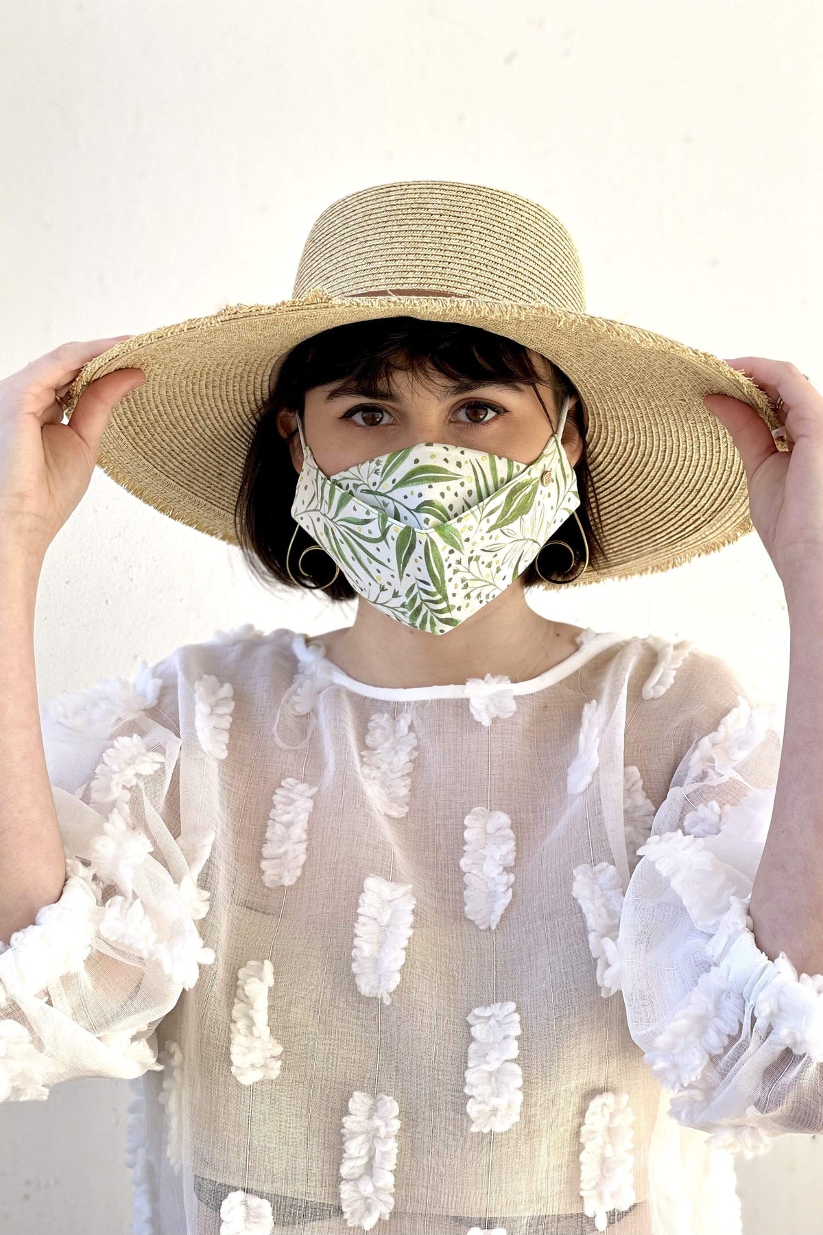 Box Pleated Face Masks Green Botanical Box Pleat Mask - Chloe Dao