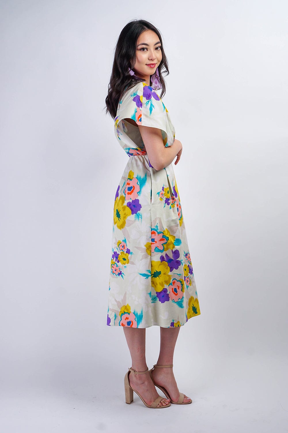 DCD DRESSES Floral Cotton Kasumi Midi Dress