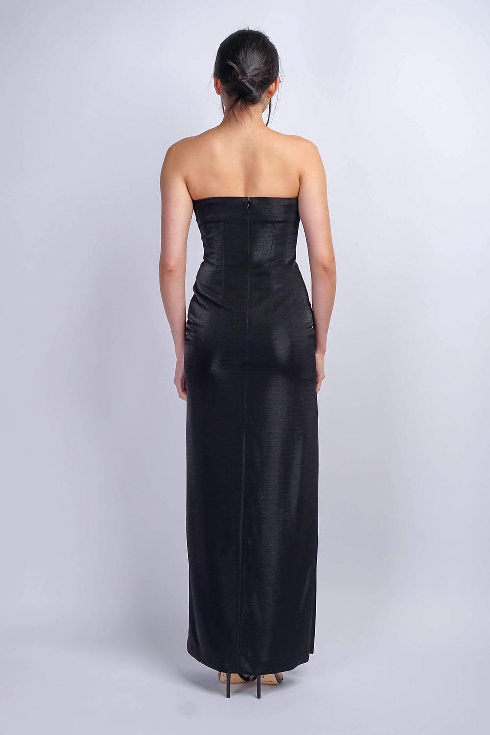 GOWNS Black Luxe Sheen Strapless Gown - Chloe Dao