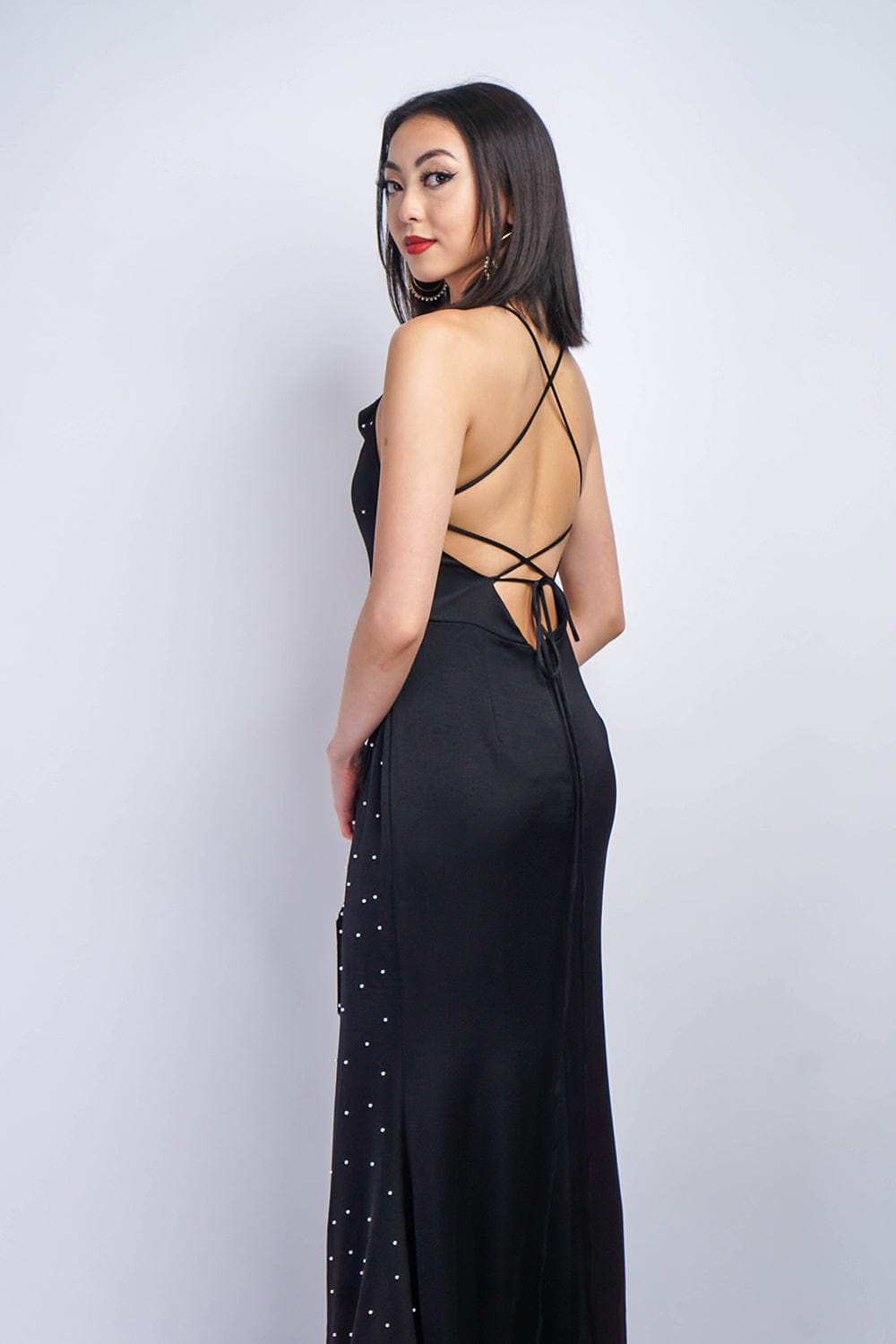 GOWNS Black Pearl Cowl Gown - Chloe Dao