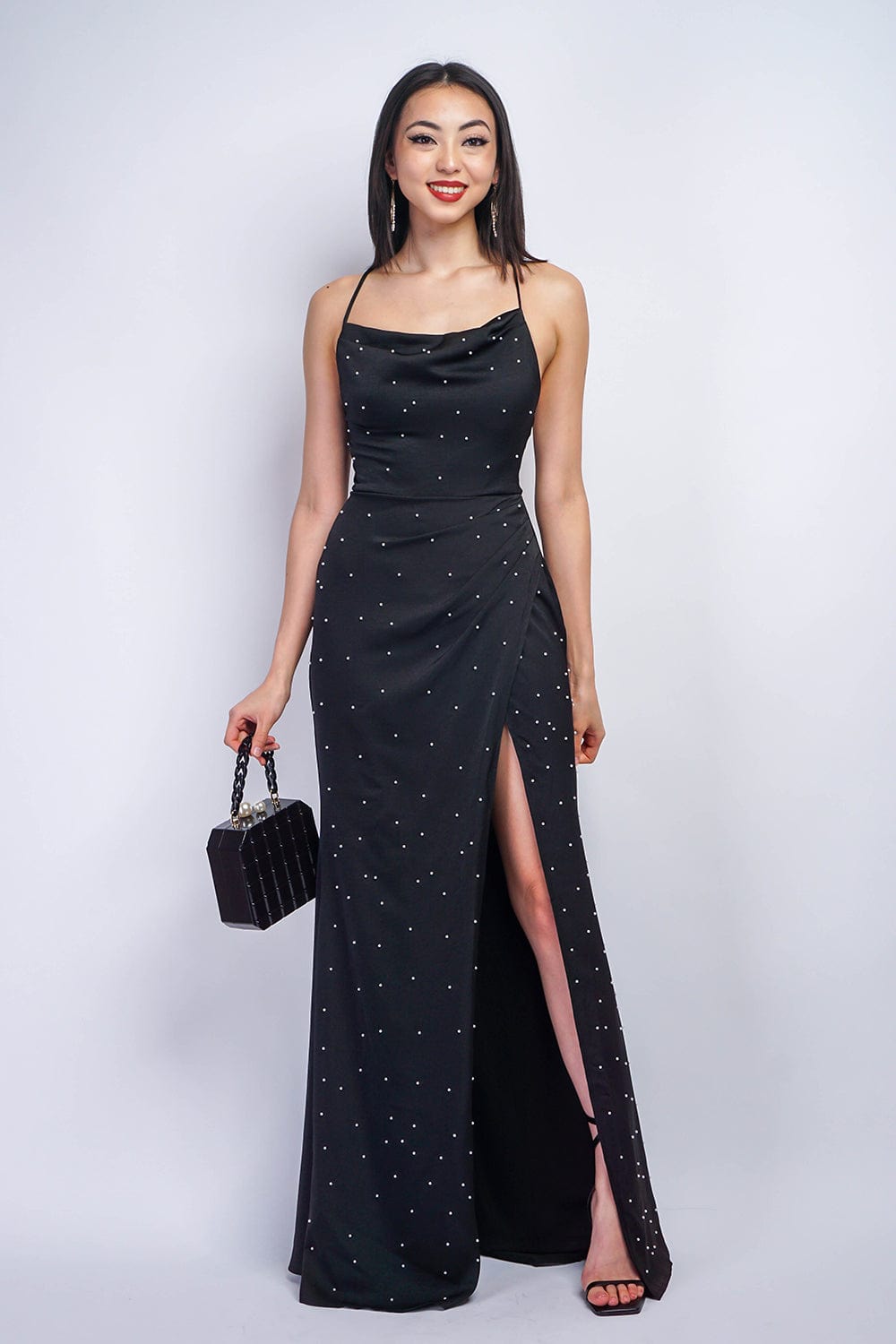 GOWNS Black Pearl Cowl Gown - Chloe Dao