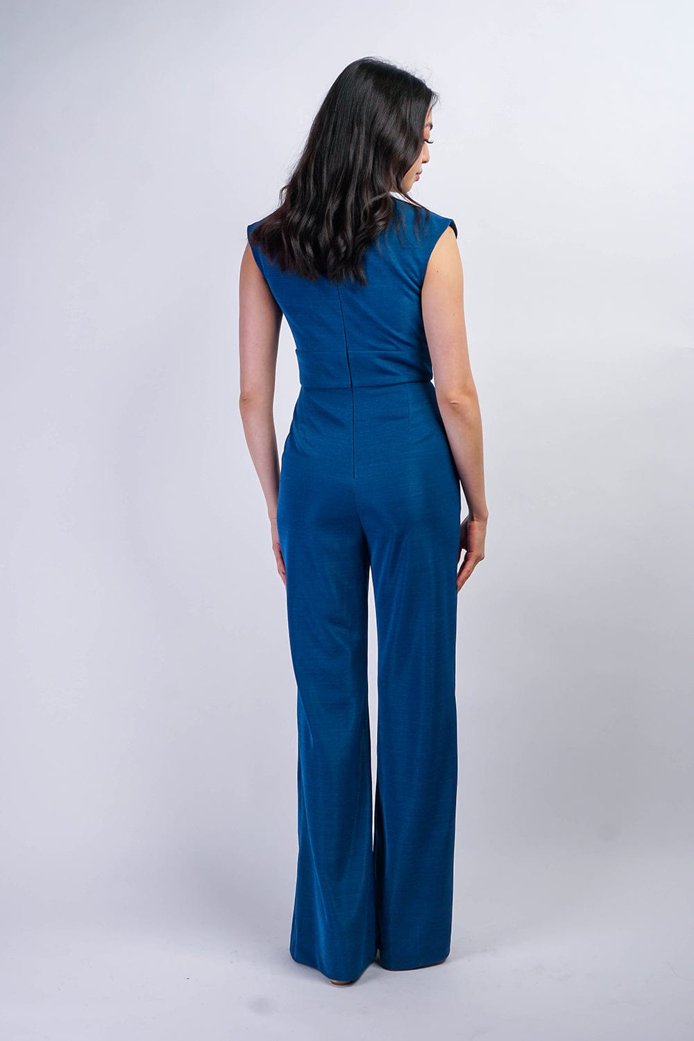 Chloe Dao JUMPSUITS & ROMPERS Saphire Blue Luxe V Neck Aiden Jumpsuit