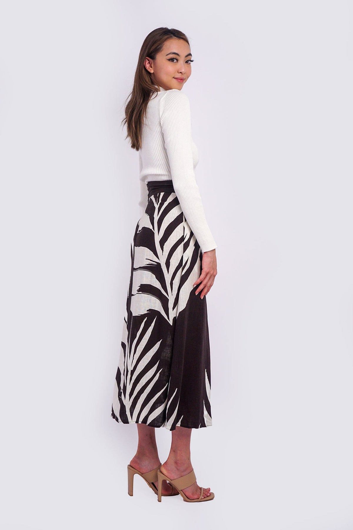 DCD BOTTOMS Black Brown/Ivory Linen Skirt