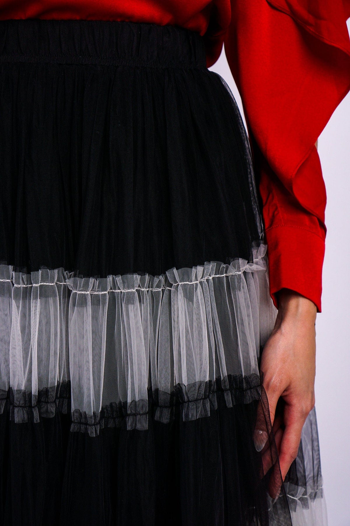 DCD BOTTOMS Black White Full Tulle Skirt