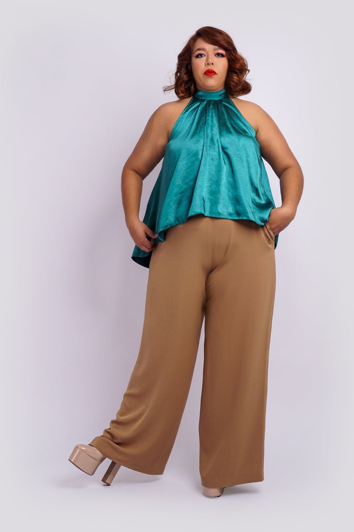 Chloe Dao BOTTOMS Dark Tan Straight Leg Cheryl Pants