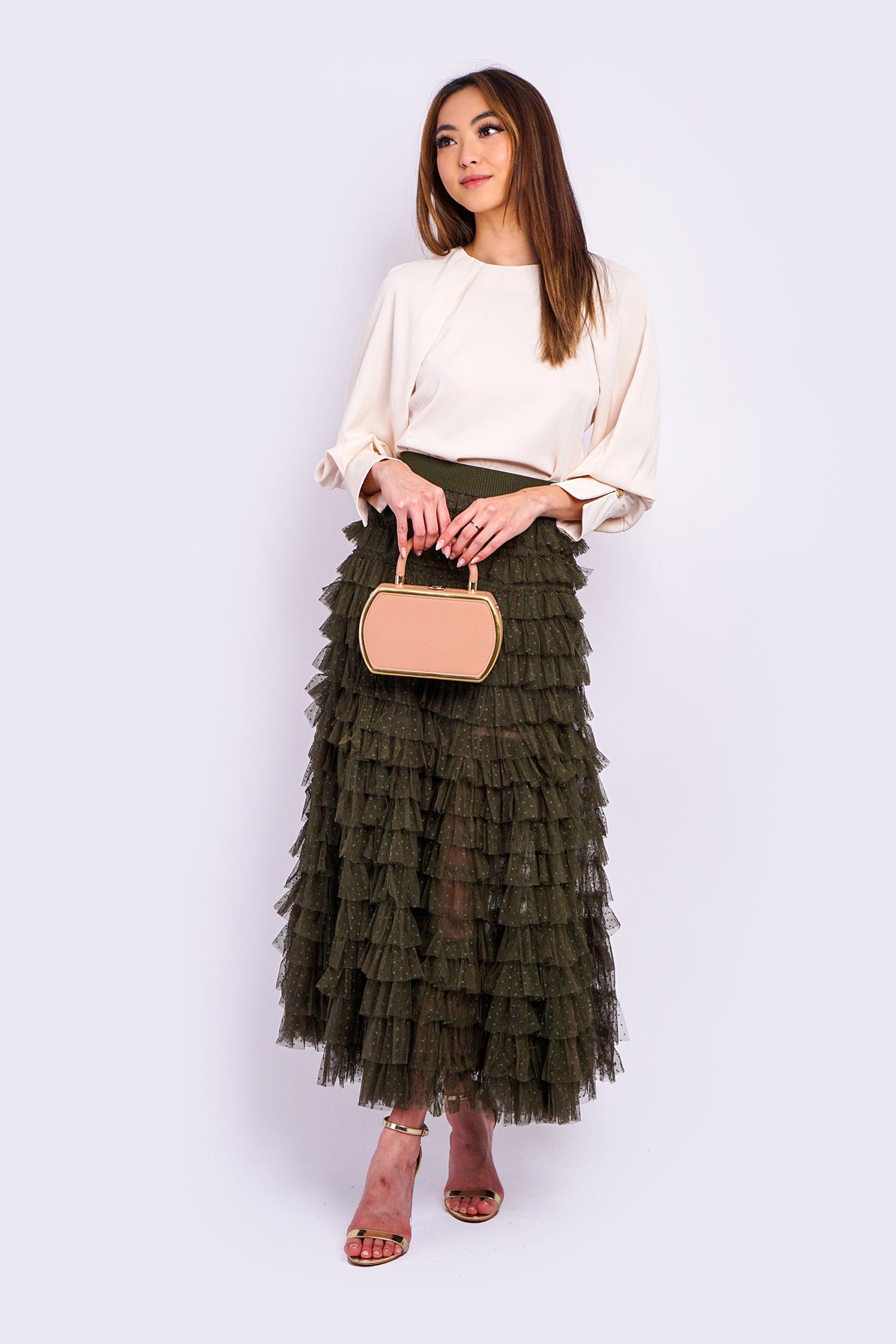 DCD BOTTOMS Olive Pointe de Sprit Tulle Skirt