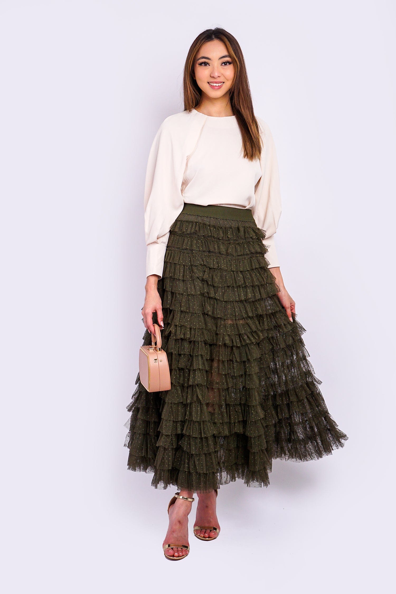 DCD BOTTOMS Olive Pointe de Sprit Tulle Skirt