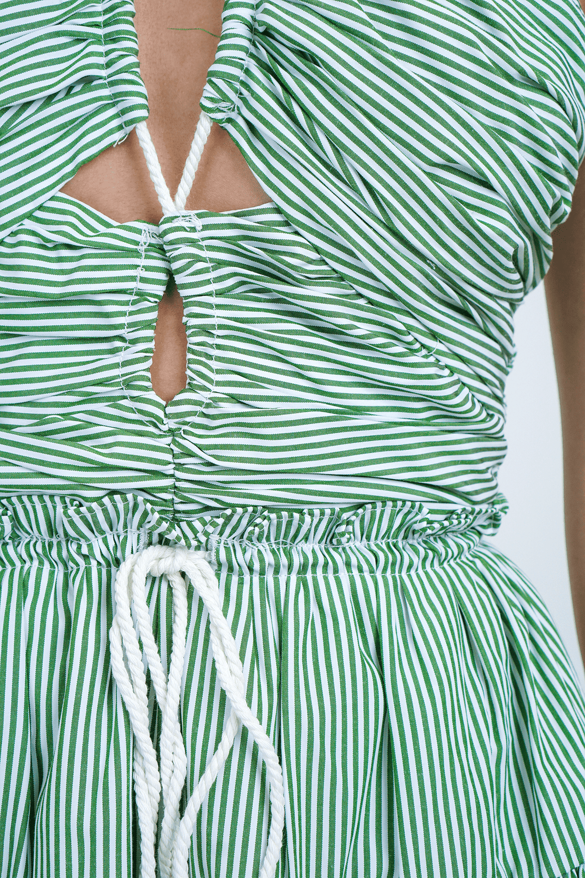 DCD DRESSES Apple Green/White Striped Midi Dress
