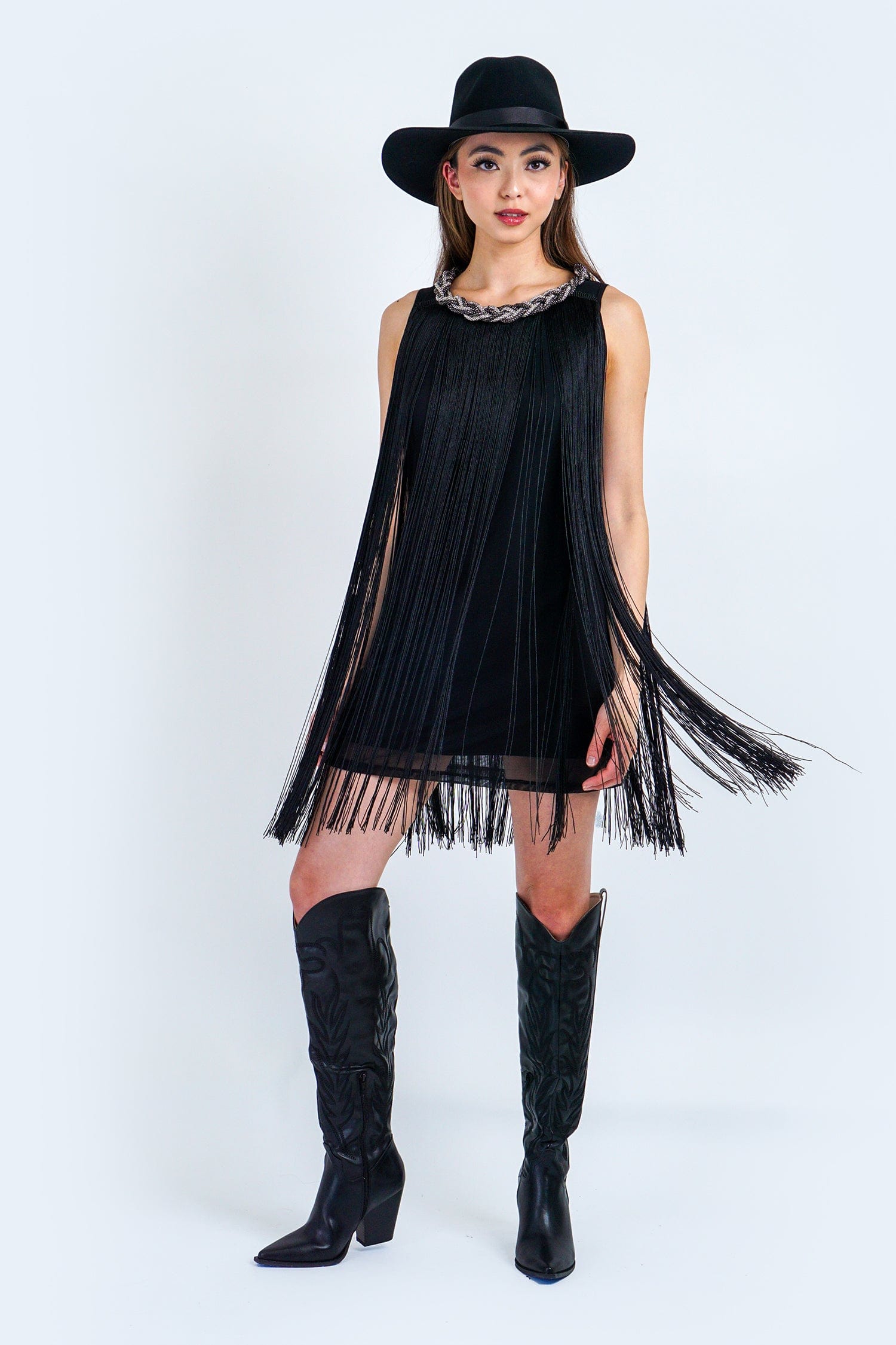 Chain Fringed Midi Dress