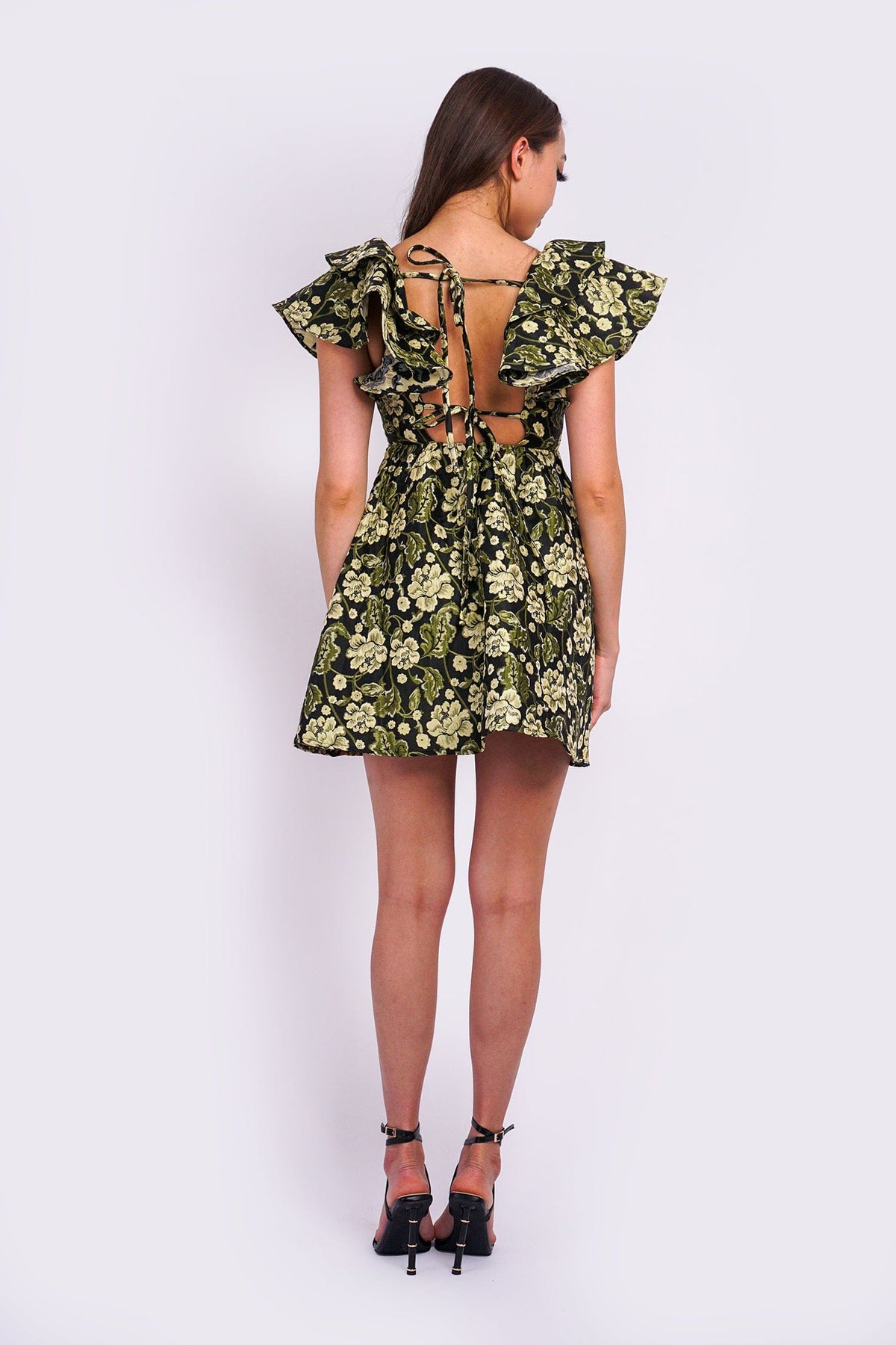DCD DRESSES Black/Green Flower Dress