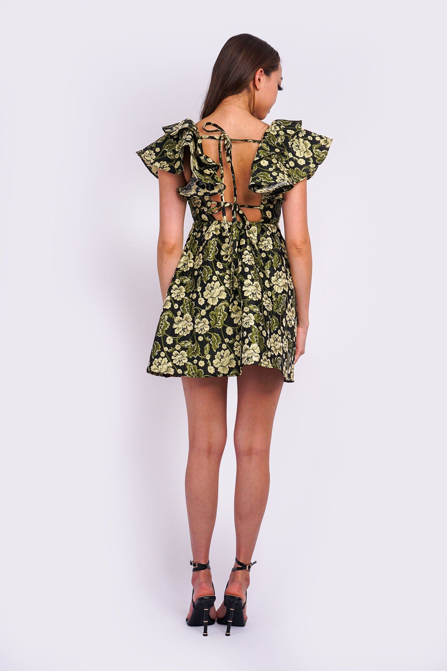 DCD DRESSES Black/Green Flower Dress