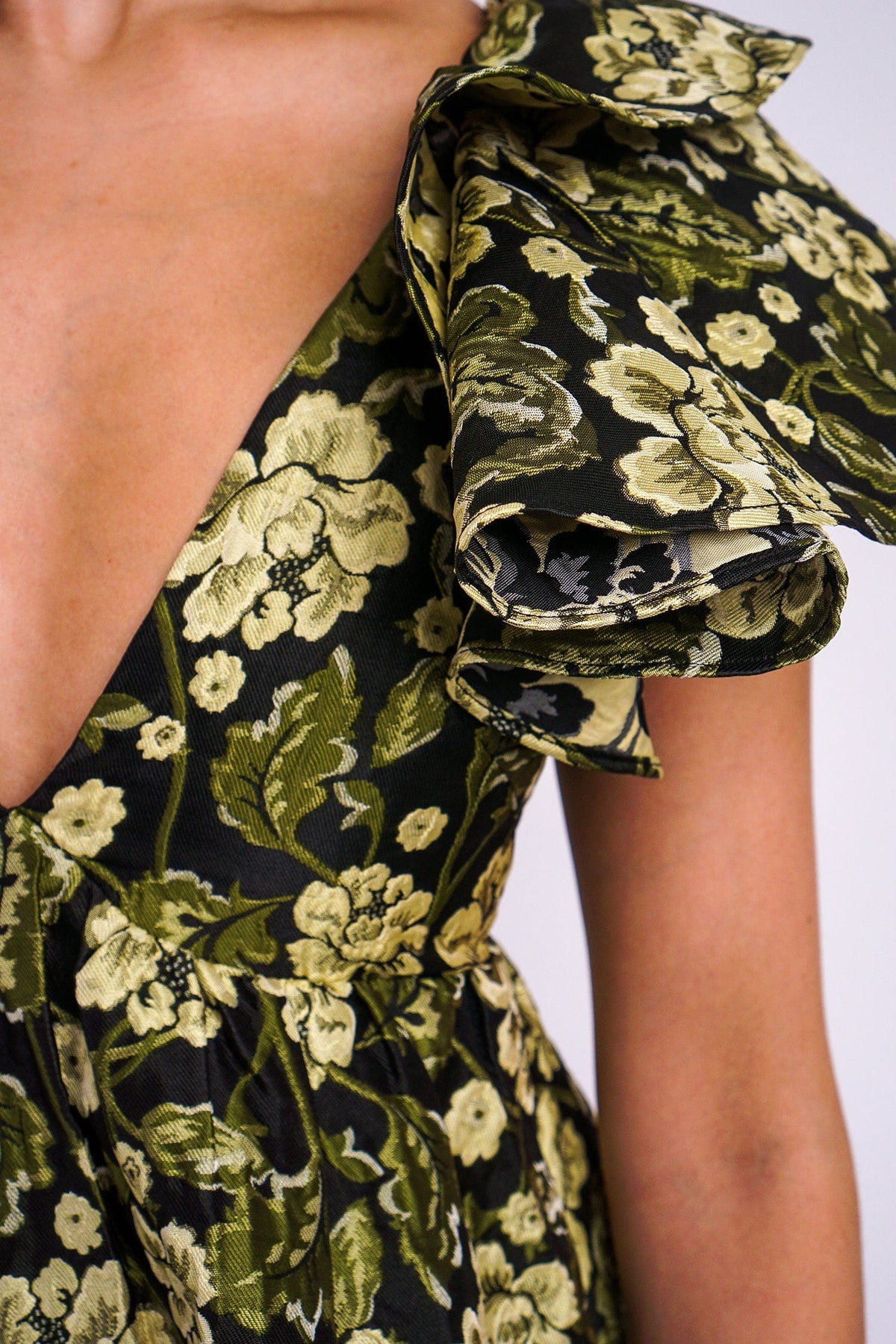 DCD DRESSES Black/Green Flower Dress