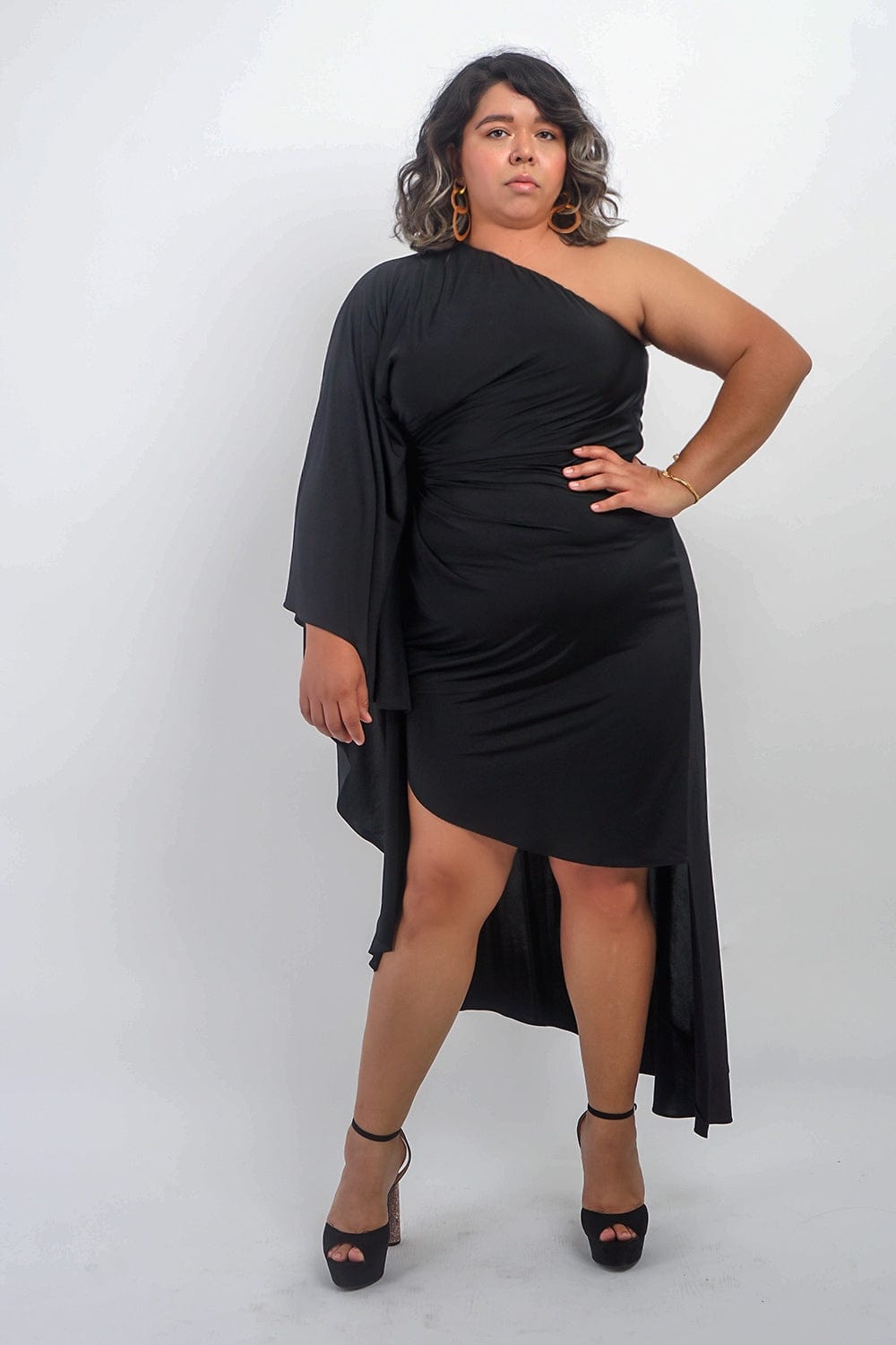 DCD DRESSES Black One Shoulder Carolina Dress