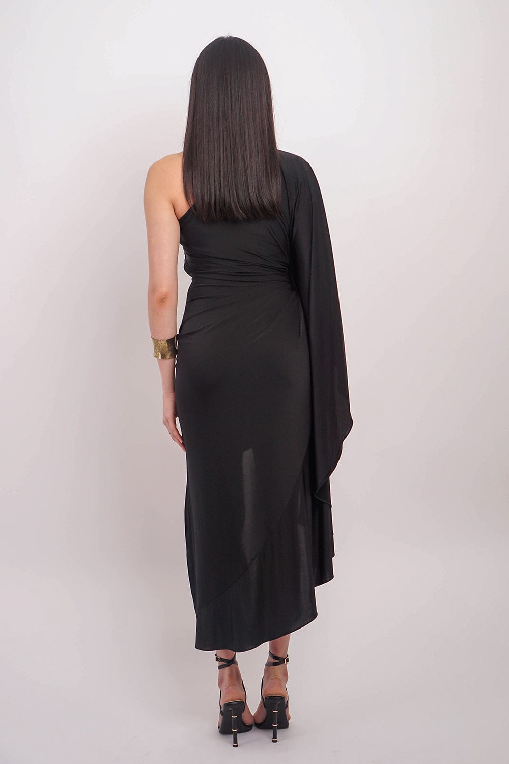 DCD DRESSES Black One Shoulder Carolina Dress