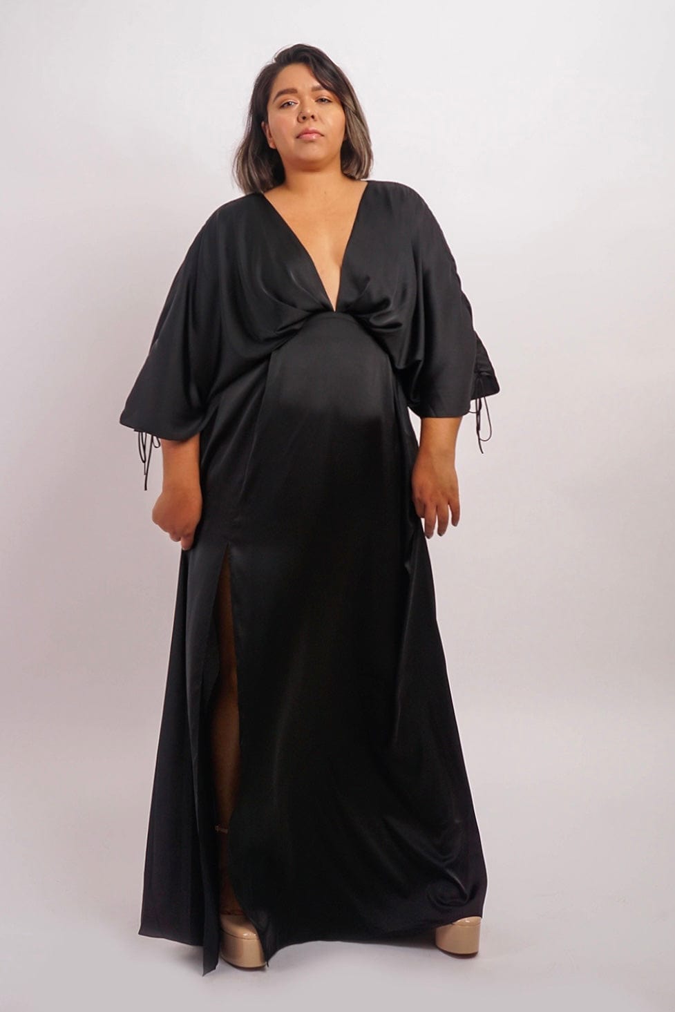 DCD DRESSES Black Satin Kasumi Maxi Dress