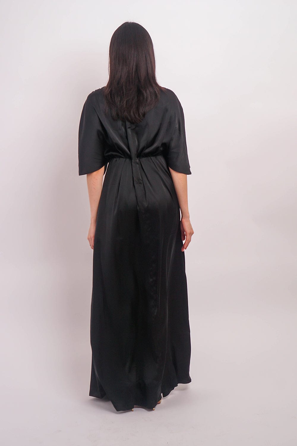 DCD DRESSES Black Satin Kasumi Maxi Dress