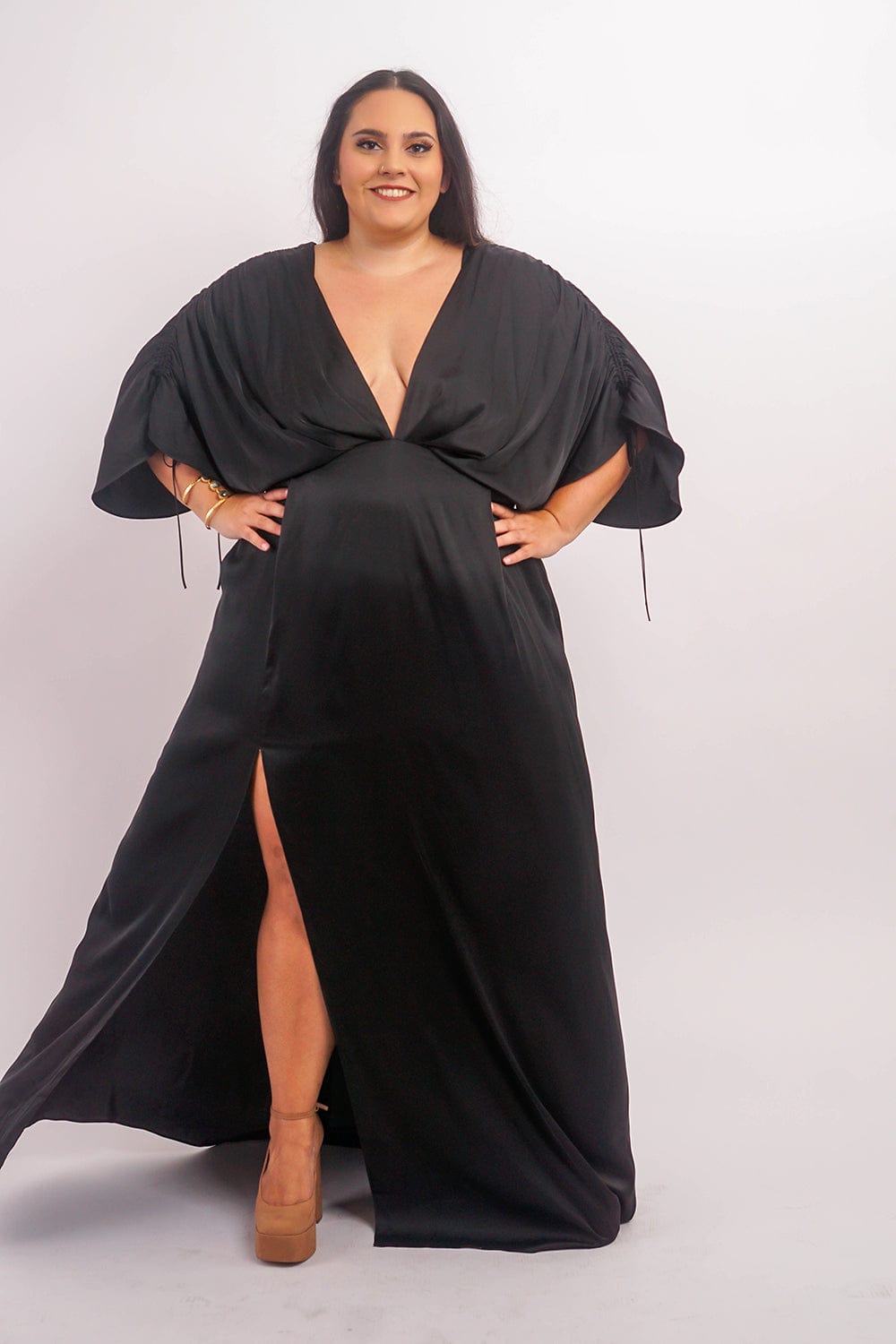 Chloe Dao DRESSES Black Satin Kasumi Maxi Dress