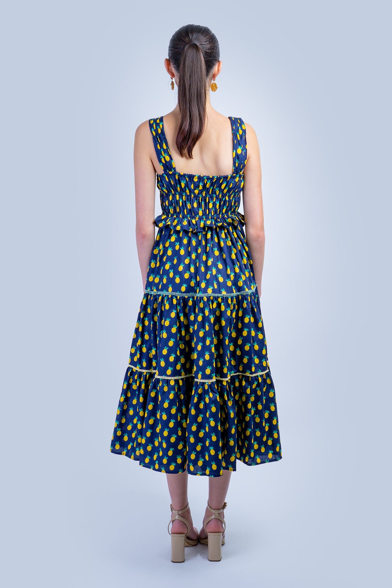 DCD DRESSES Blue Pineapple Smock Dress