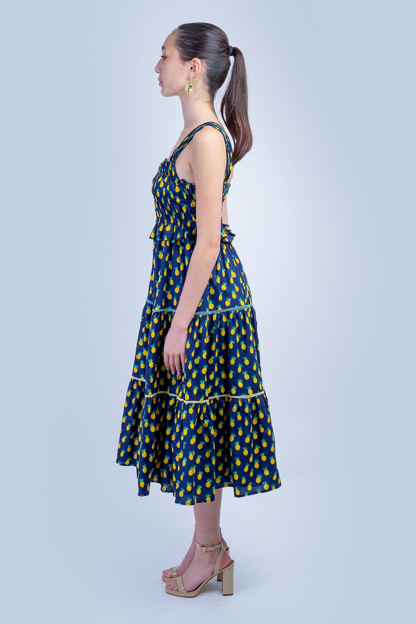 DCD DRESSES Blue Pineapple Smock Dress