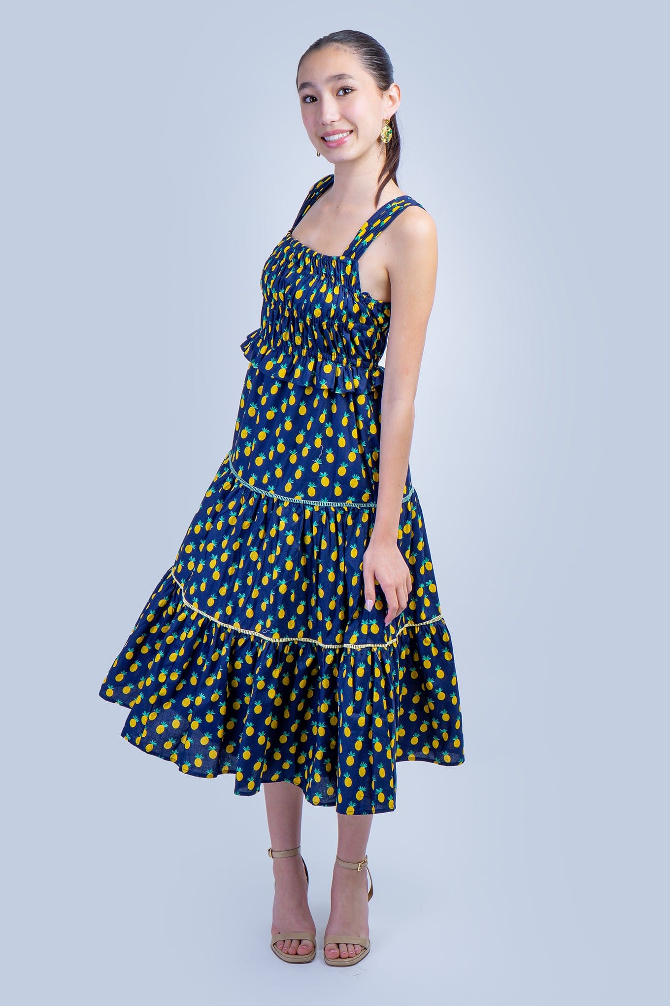 DCD DRESSES Blue Pineapple Smock Dress